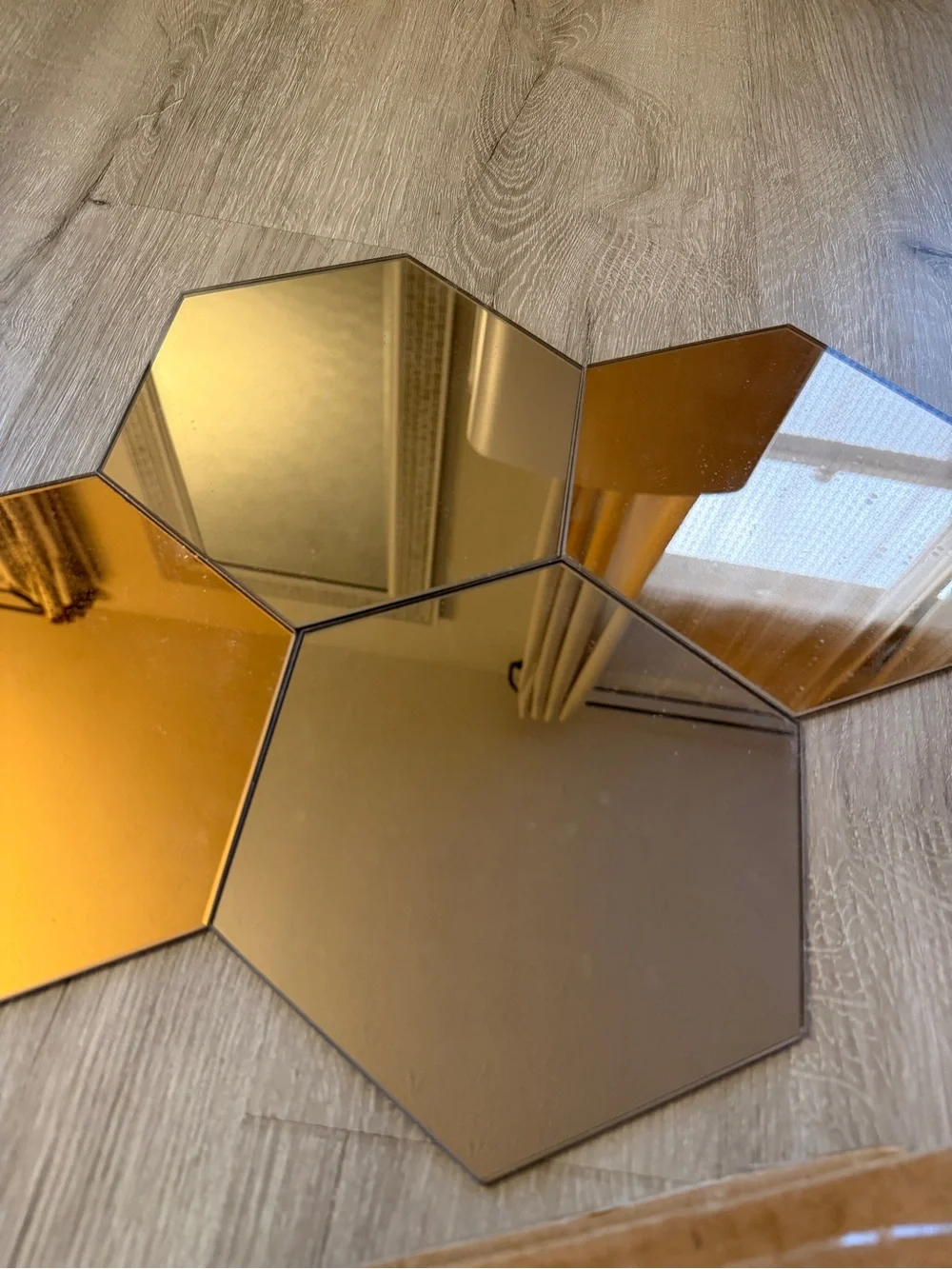 Ikea Honefoss Hexagon Mirror modern set brass and chrome midcentury NEW